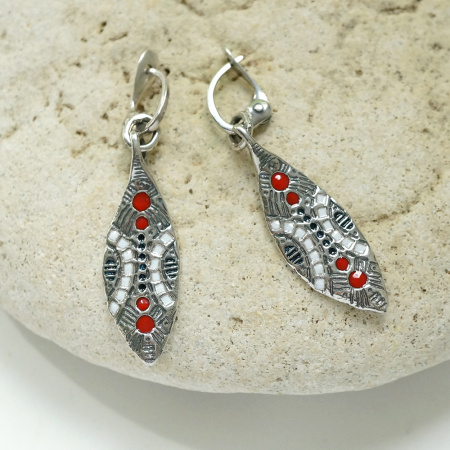 Серебряные серьги «Гана» с эмалью