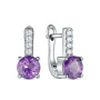 Серебряные серьги с аметистом и фианитами