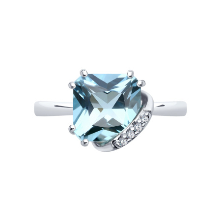 Серебряное кольцо с топазом и фианитами