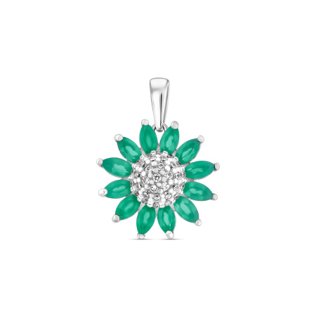 Подвеска из серебра с агатом и фианитами «Хризантема»