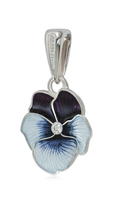 Подвеска из серебра «Анютины глазки» прозрачная с фианитами