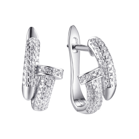 Серебряные серьги с фианитами «Гвоздь»