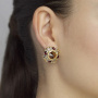 Серьги из серебра с коньячным кварцем и гранатом