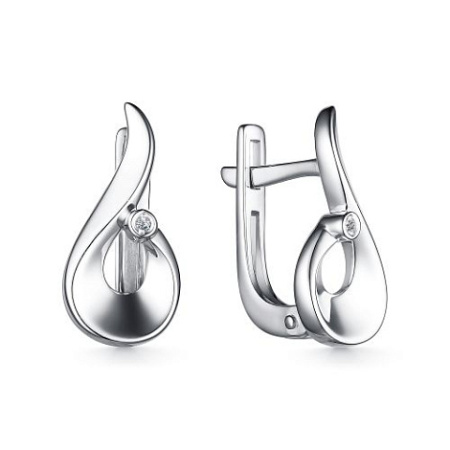 Серебряные серьги с бриллиантом