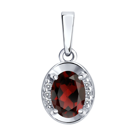 Подвеска из серебра с фианитами и гранатом