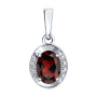 Подвеска из серебра с фианитами и гранатом
