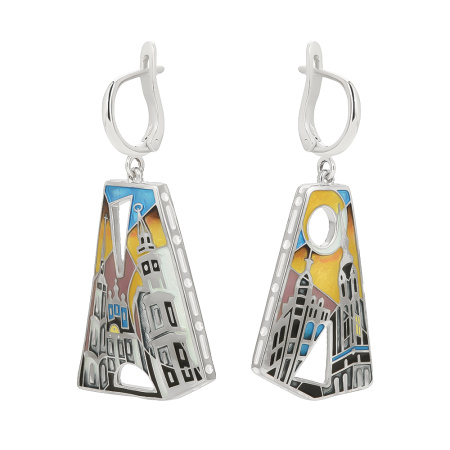 Серьги «Петербургские соборы Утро» из серебра с эмалью