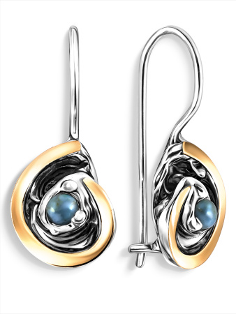 Серьги из серебра с бирюзой и позолотой