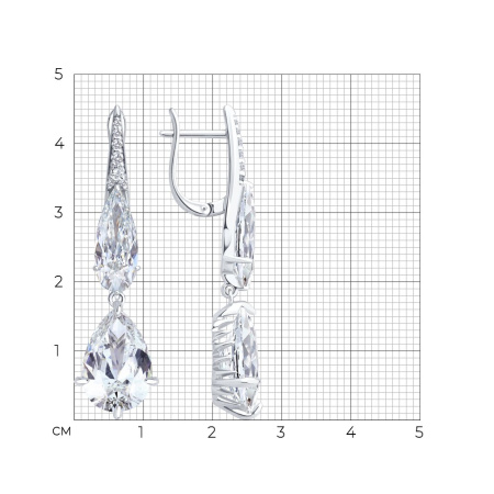 Серьги из серебра с фианитами