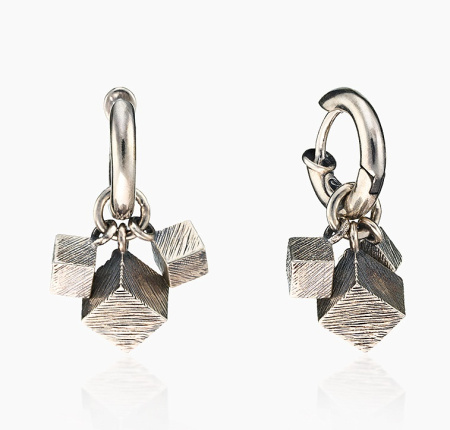 Серьги из серебра «Кубики»