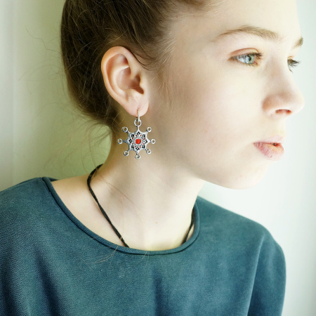 Серьги «Звезды» из серебра с эмалью