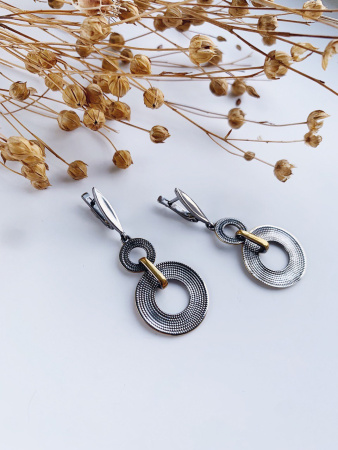 Серебряные серьги с частичной позолотой