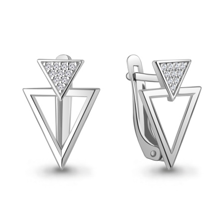 Серьги из серебра с фианитами «Треугольник»