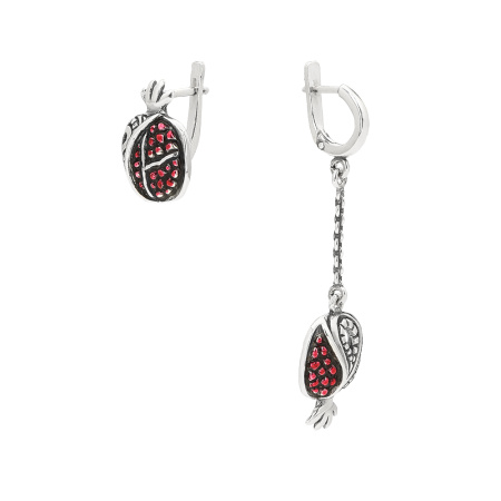 Серьги из серебра с эмалью «Гранат»