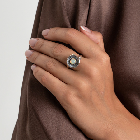 Серебряное кольцо «Небесный Диск» с опалом