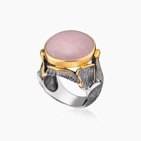 Серебряное кольцо «Нежная Дрёма» с розовым кварцем