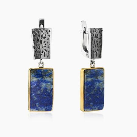 Серебряные серьги с лазуритом