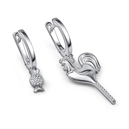 Серебряные серьги с фианитами «Карамель петушок»