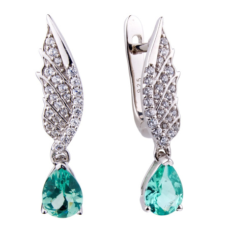 Серьги из серебра с фианитами и апатитом