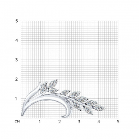 Брошь из серебра с фианитами