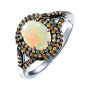 Серебряное кольцо с опалом и сапфирами