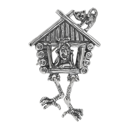 Серебряная брошь-кулон «Бабка-Ежка»