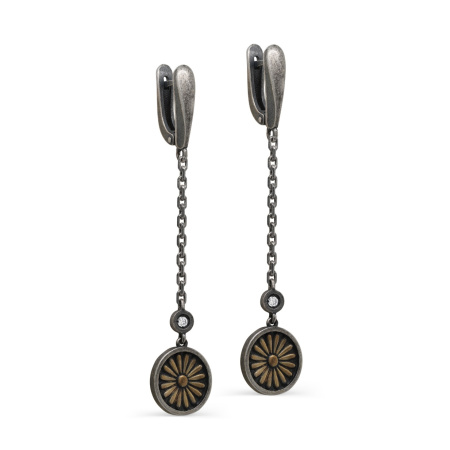 Серьги из серебра с фианитами «Цветок»