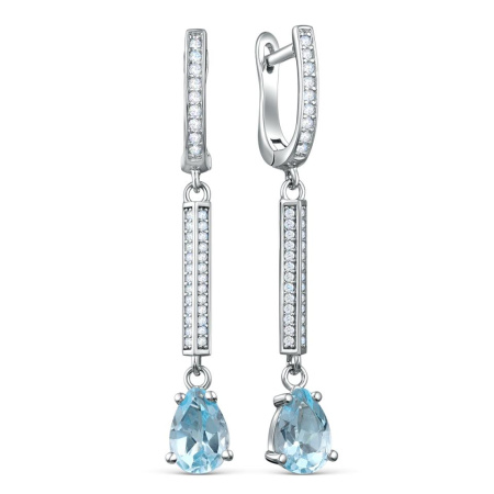 Серьги из серебра с топазом и кубическим цирконием