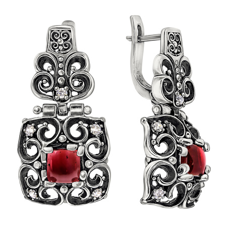 Серьги из серебра с гранатом