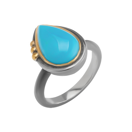 Кольцо из серебра с бирюзой в позолоте