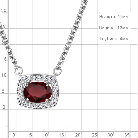 Колье из серебра с гранатом и фианитами