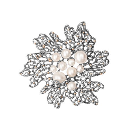 Серебряное колье с жемчугом и позолотой