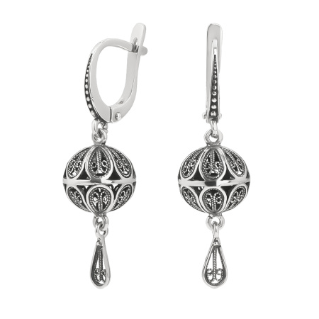 Серьги из серебра шарики филигрань