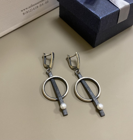 Серьги из серебра с жемчугом