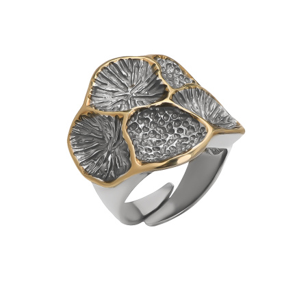 Кольцо серебряное с позолотой