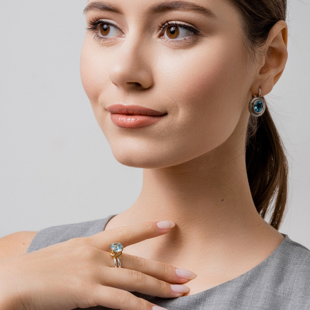 Серебряные серьги с топазом «Утренняя роса»