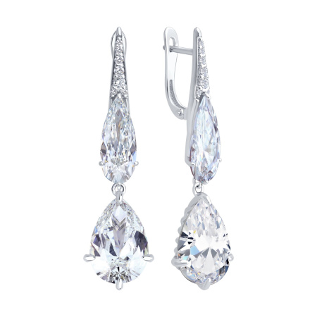 Серьги из серебра с фианитами