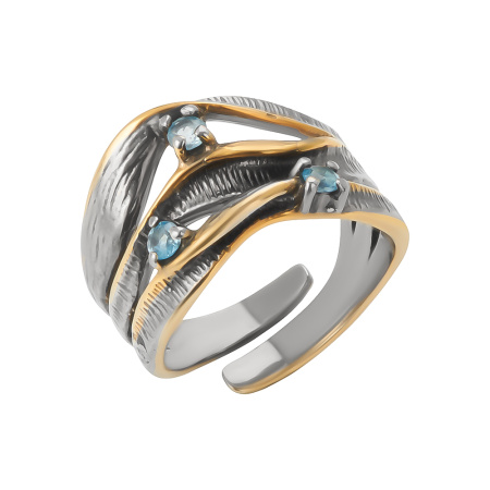 Кольцо из серебра с топазами в позолоте