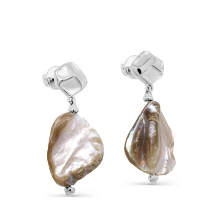 Серебряные серьги-пусеты с перламутром