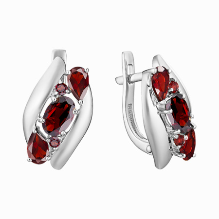 Серьги из серебра с гранатами