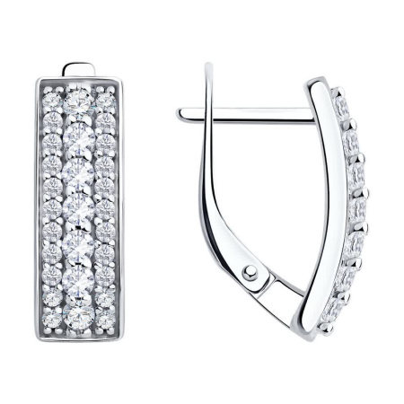 Серьги из серебра с фианитами