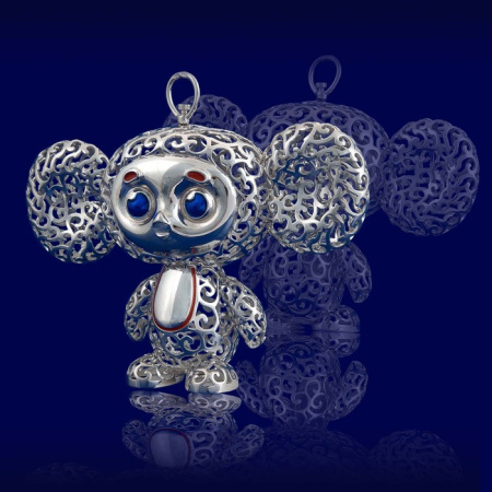 Елочная игрушка из серебра «Ушастик»