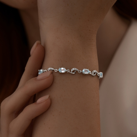 Серебряный браслет с топазами и фианитами