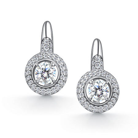 Серебряные серьги с горным хрусталём и фианитами