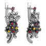 Серьги из серебра 925 Новый кот и елка