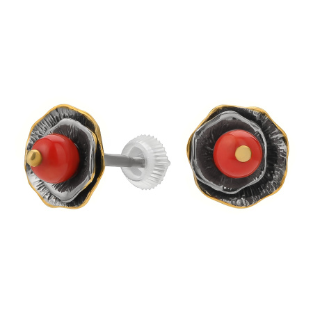 Серьги из серебра с кораллом