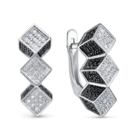 Серьги из серебра с фианитами «Геометрия»