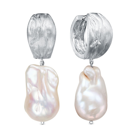 Серебряные серьги с жемчугом Барокко