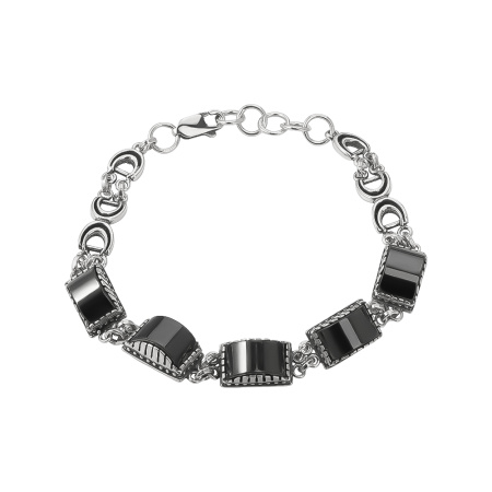 Серебряный браслет с гематитом