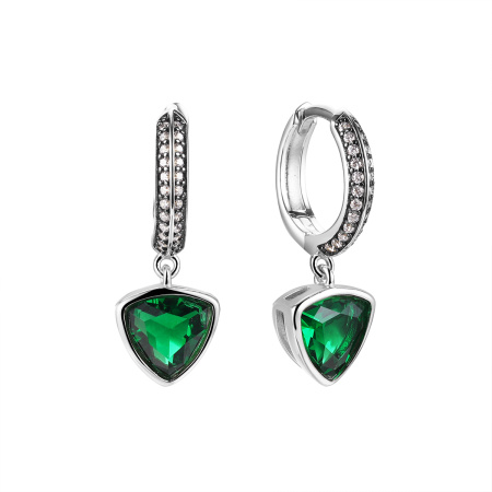 Серебряные серьги с ситаллом и фианитами